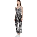 Black and white V-Neck Spaghetti Strap Tie Front Jumpsuit View2