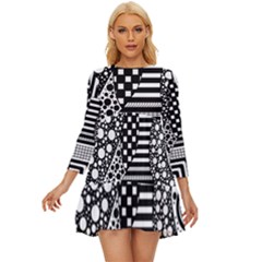 Black And White Long Sleeve Babydoll Dress by gasi