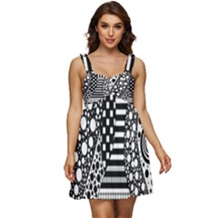 Black And White Ruffle Strap Babydoll Chiffon Dress by gasi