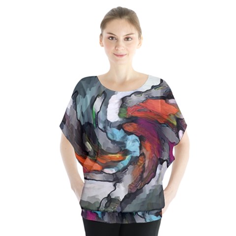 Abstract Art Batwing Chiffon Blouse by gasi