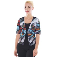 Abstract Art Cropped Button Cardigan by gasi