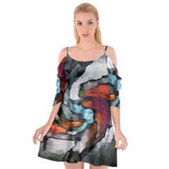 Abstract Art Cutout Spaghetti Strap Chiffon Dress by gasi