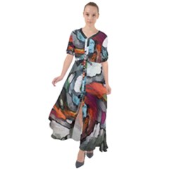 Abstract Art Waist Tie Boho Maxi Dress by gasi