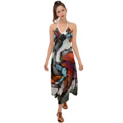 Abstract Art Halter Tie Back Dress  by gasi