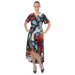 Abstract Art Front Wrap High Low Dress by gasi