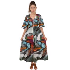 Abstract Art Kimono Sleeve Boho Dress by gasi