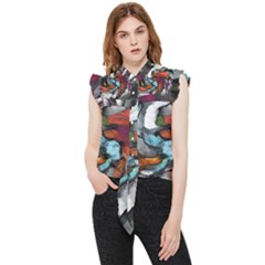 Abstract Art Frill Detail Shirt by gasi