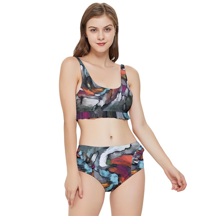 Abstract art Frilly Bikini Set