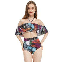 Abstract Art Halter Flowy Bikini Set  by gasi