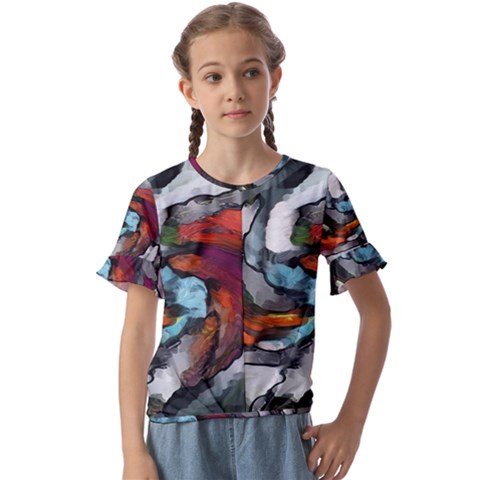 Abstract Art Kids  Cuff Sleeve Scrunch Bottom Tee by gasi