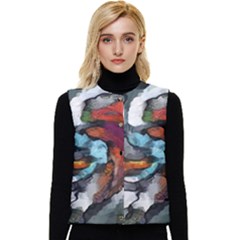 Abstract Art Women s Short Button Up Puffer Vest