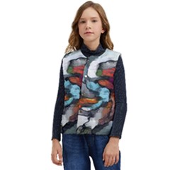 Abstract Art Kid s Short Button Up Puffer Vest	