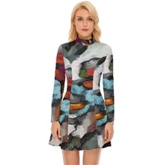 Abstract Art Long Sleeve Velour Longline Dress by gasi