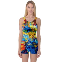 Abstract Art One Piece Boyleg Swimsuit by gasi