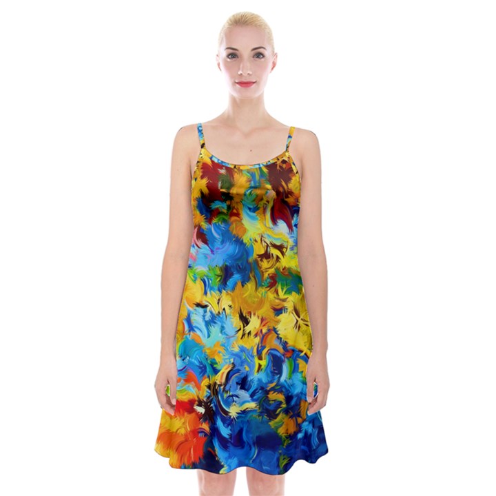 Abstract art Spaghetti Strap Velvet Dress