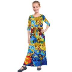 Abstract Art Kids  Quarter Sleeve Maxi Dress by gasi