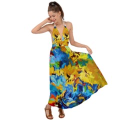 Abstract Art Backless Maxi Beach Dress by gasi