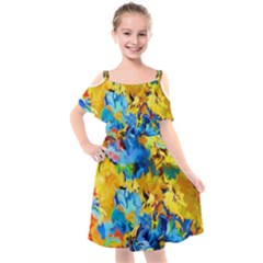 Abstract Art Kids  Cut Out Shoulders Chiffon Dress by gasi