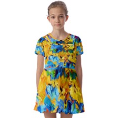 Abstract Art Kids  Short Sleeve Pinafore Style Dress