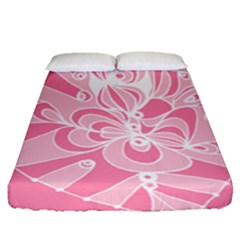 Pink Zendoodle Fitted Sheet (queen Size) by Mazipoodles