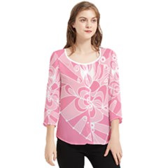 Pink Zendoodle Chiffon Quarter Sleeve Blouse by Mazipoodles