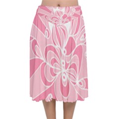 Pink Zendoodle Velvet Flared Midi Skirt by Mazipoodles