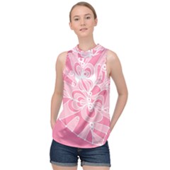 Pink Zendoodle High Neck Satin Top by Mazipoodles