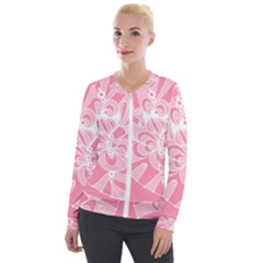 Pink Zendoodle Velvet Zip Up Jacket by Mazipoodles