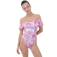 Pink Zendoodle Frill Detail One Piece Swimsuit by Mazipoodles