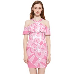 Pink Zendoodle Shoulder Frill Bodycon Summer Dress by Mazipoodles