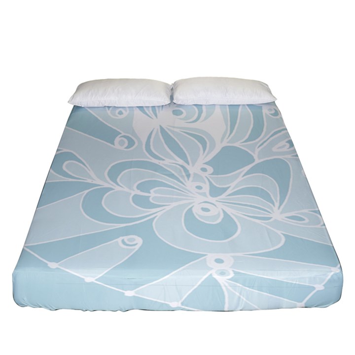 Blue 2 Zendoodle Fitted Sheet (Queen Size)