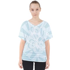 Blue 2 Zendoodle V-neck Dolman Drape Top by Mazipoodles