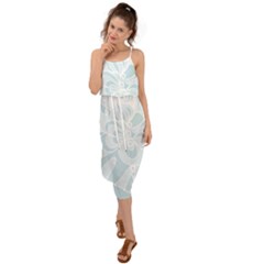 Blue 2 Zendoodle Waist Tie Cover Up Chiffon Dress