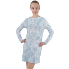 Blue 2 Zendoodle Long Sleeve Hoodie Dress