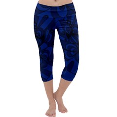 Blue 3 Zendoodle Capri Yoga Leggings by Mazipoodles