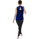 Blue 3 Zendoodle Mock Neck Chiffon Sleeveless Top View2