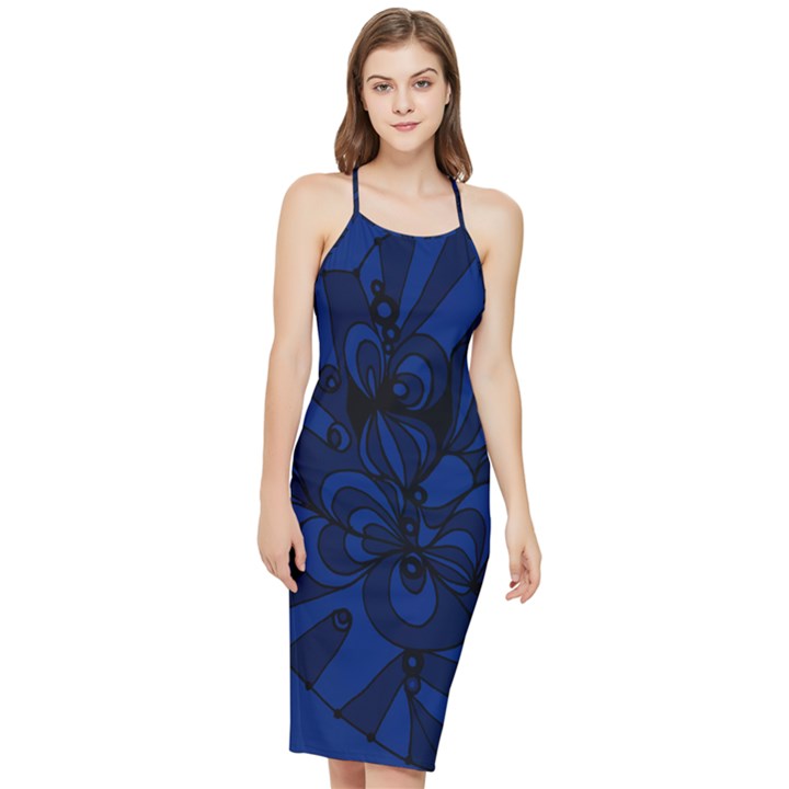 Blue 3 Zendoodle Bodycon Cross Back Summer Dress