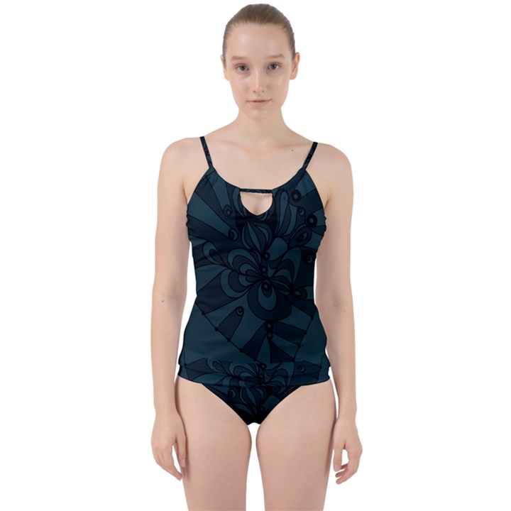 Green Zendoodle Cut Out Top Tankini Set