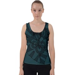 Green Zendoodle Velvet Tank Top by Mazipoodles