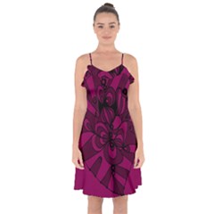 Aubergine Zendoodle Ruffle Detail Chiffon Dress by Mazipoodles