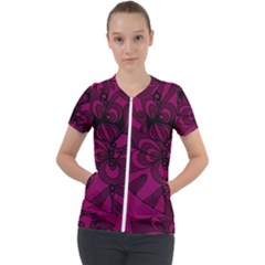 Aubergine Zendoodle Short Sleeve Zip Up Jacket by Mazipoodles