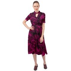 Aubergine Zendoodle Keyhole Neckline Chiffon Dress by Mazipoodles