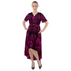 Aubergine Zendoodle Front Wrap High Low Dress by Mazipoodles