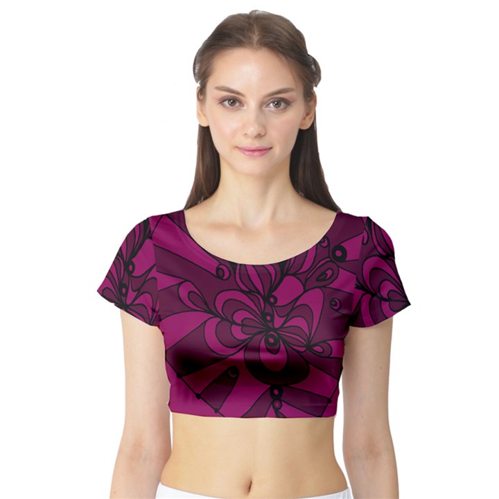 Aubergine Zendoodle Short Sleeve Crop Top