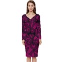 Aubergine Zendoodle Long Sleeve V-Neck Bodycon Dress  View1