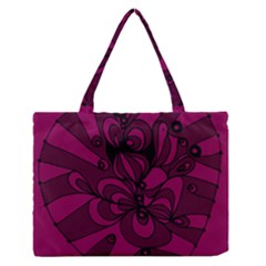 Aubergine Zendoodle Zipper Medium Tote Bag by Mazipoodles