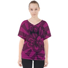 Aubergine Zendoodle V-neck Dolman Drape Top by Mazipoodles