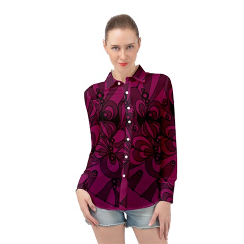 Aubergine Zendoodle Long Sleeve Chiffon Shirt by Mazipoodles