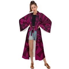 Aubergine Zendoodle Maxi Kimono by Mazipoodles