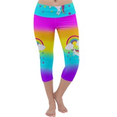 Unicorn Einhorn Licorne Capri Yoga Leggings by gasi